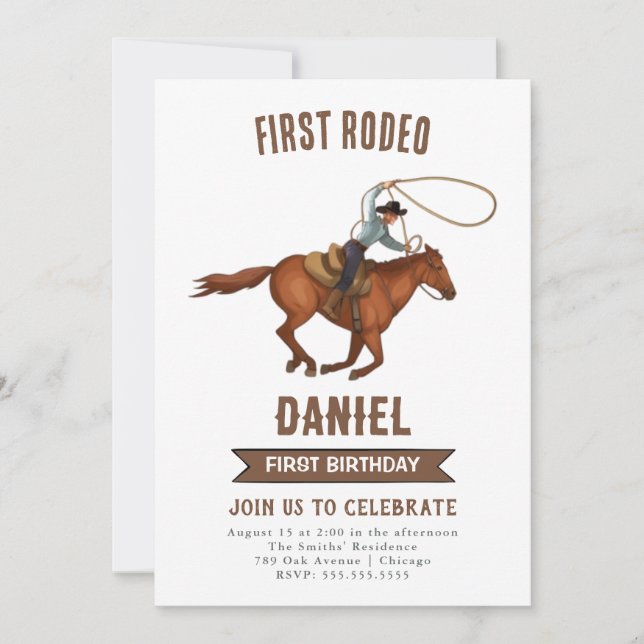 Invitation d'anniversaire de Cowboy 1ère invitatio (Devant)