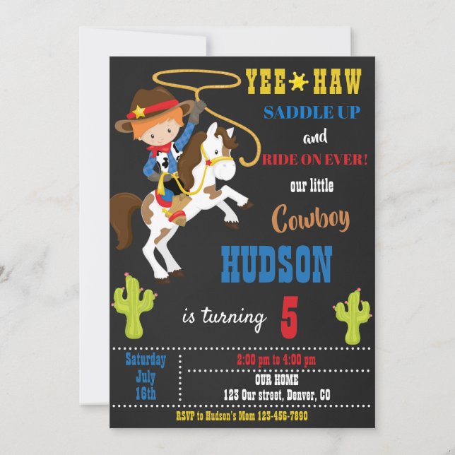 Invitation d'anniversaire de Cowboy Fête de rodéo  (Devant)