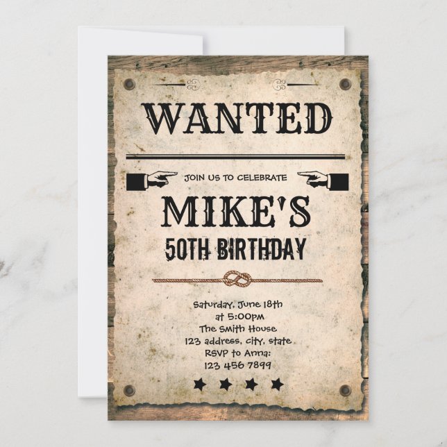 Invitation d'anniversaire de cowboy Recherché (Devant)