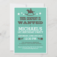 Invitation d'anniversaire de cowboy Recherchée pou