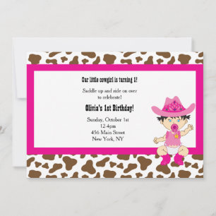 Invitation d'anniversaire de cowgirl (asiatique)