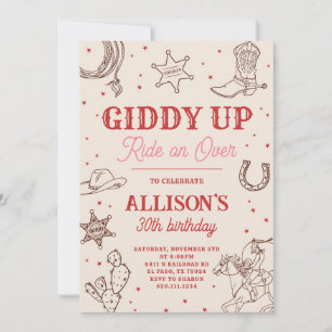 Invitation d'anniversaire de Cowgirl Giddy Up