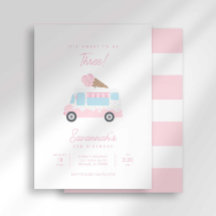 Invitation d'anniversaire de crème glacée rayée Pr