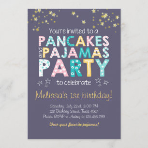 Invitation d'anniversaire de crêpe et de pyjamas