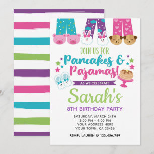 Invitation d'anniversaire de crêpes et de pyjamas