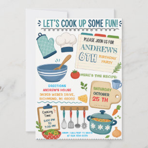 Invitation d'anniversaire de cuisine personnalisée