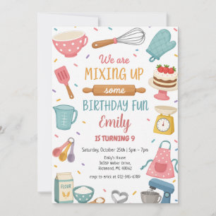 Invitation d'anniversaire de cuisine rose personna