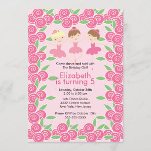 Invitation d'anniversaire de danse de ballerine