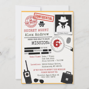 Invitation d'anniversaire de détective espion pers