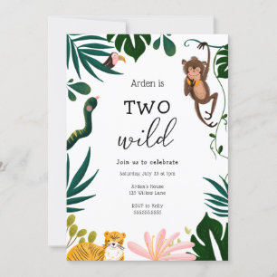 Invitation d'anniversaire de deux jungle sauvage