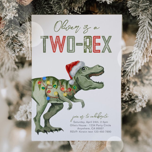 Invitation d'anniversaire de deux Rex Père Noël (Créateur téléchargé)