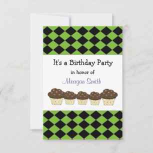 Invitation d'anniversaire de Diamant noir et vert