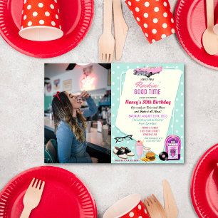 Invitation d'anniversaire de diner rétro des année