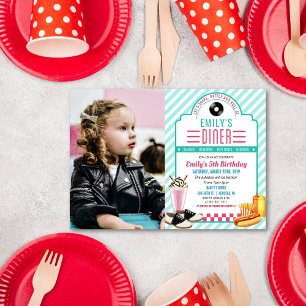 Invitation d'anniversaire de diner rétro des année