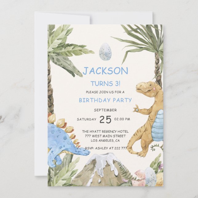 Invitation d'anniversaire de Dinosaur (Devant)