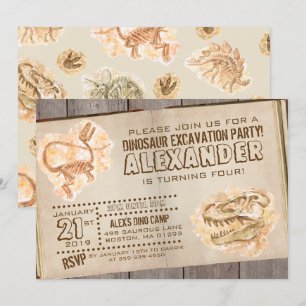 Invitation d'anniversaire de Dinosaur Fossil