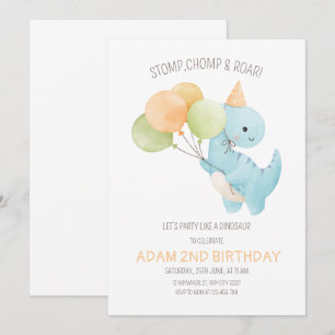 Invitation d'anniversaire de Dinosaur, minimaliste