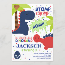 Invitation d'anniversaire de Dinosaur pour un garç