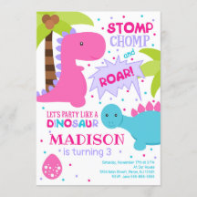 Invitation d'anniversaire de Dinosaur pour une fil