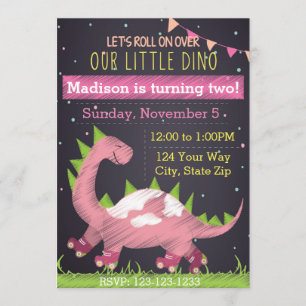 Invitation d'anniversaire de Dinosaur Skate