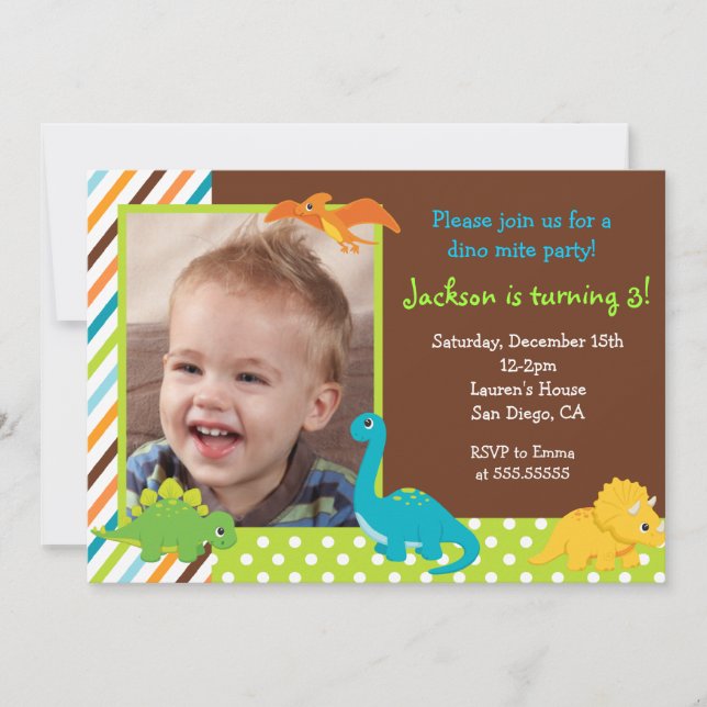 Invitation d'anniversaire de dinosaure (Devant)
