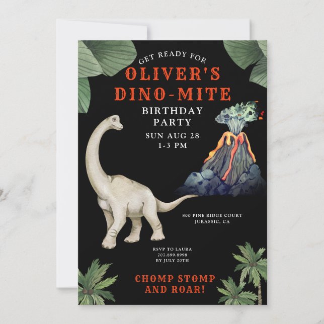 Invitation d'anniversaire de dinosaure (Devant)