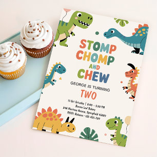 Invitation d'anniversaire de dinosaure 2e annive