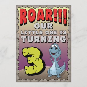 Invitation d'anniversaire de dinosaure 3 ans
