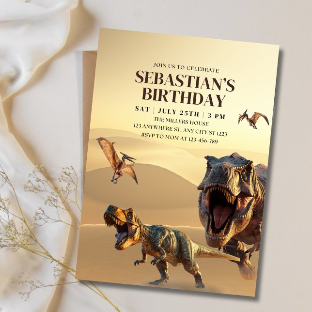 Invitation d'anniversaire de dinosaure, anniversai (Créateur téléchargé)