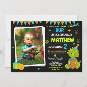 Invitation d'anniversaire de dinosaure avec photo