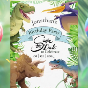 Invitation d'anniversaire de dinosaure de garçon a