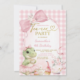 Invitation d'anniversaire de dinosaure de thé à ca