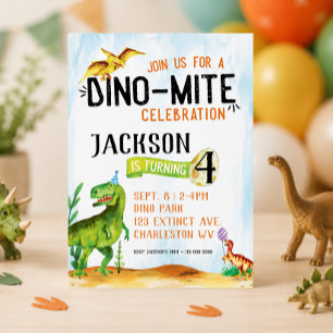 Invitation d'anniversaire de dinosaure Dino-Mite