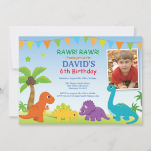 Invitation d'anniversaire de dinosaure Fête de Din