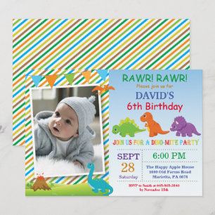 Invitation d'anniversaire de dinosaure Fête de Din