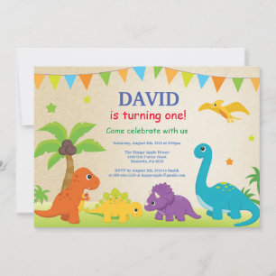 Invitation d'anniversaire de dinosaure Fête de Din