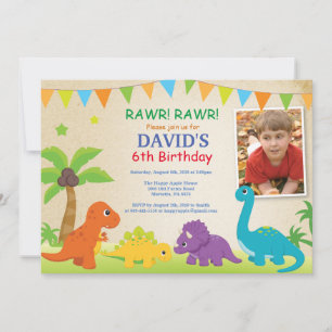 Invitation d'anniversaire de dinosaure Fête de Din