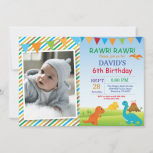 Invitation d'anniversaire de dinosaure Fête de Din