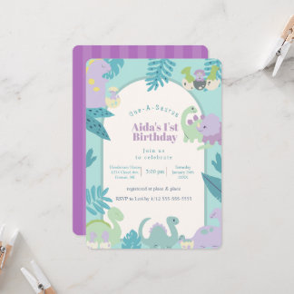 Invitation d'anniversaire de dinosaure One-A-Sauru