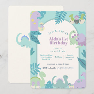 Invitation d'anniversaire de dinosaure One-A-Sauru