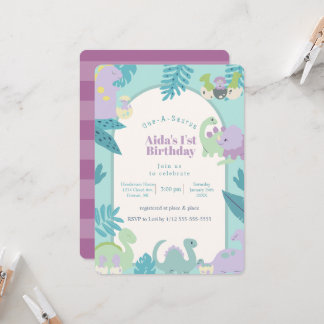 Invitation d'anniversaire de dinosaure One-A-Sauru