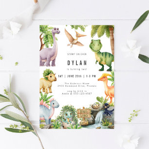 Invitation d'anniversaire de dinosaure pour enfant
