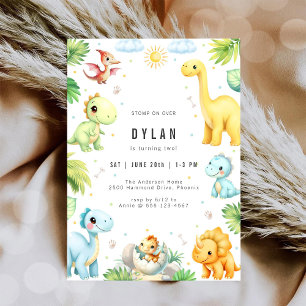 Invitation d'anniversaire de dinosaure pour enfant