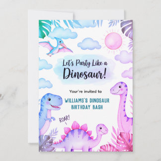 Invitation d'anniversaire de dinosaure rugissant