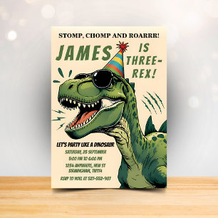 Invitation d'anniversaire de dinosaure Stomp Chomp