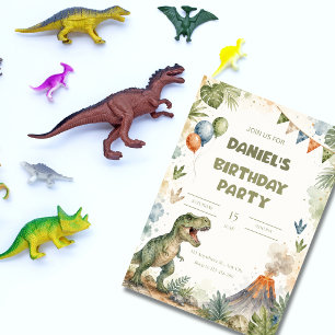 Invitation d'anniversaire de dinosaure T-Rex à l'a