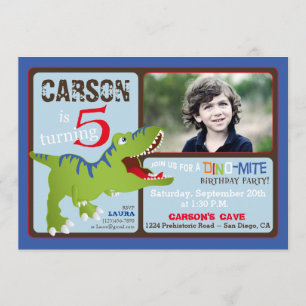 Invitation d'anniversaire de dinosaure vert de