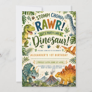 Invitation d'anniversaire de dinosaure Wild One