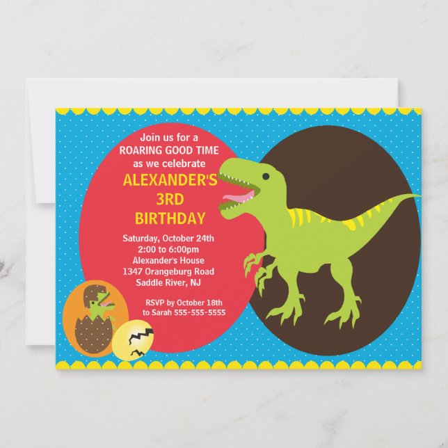 Invitation d'anniversaire de dinosaures (Devant)