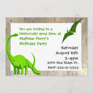 Invitation d'anniversaire de dinosaures verts